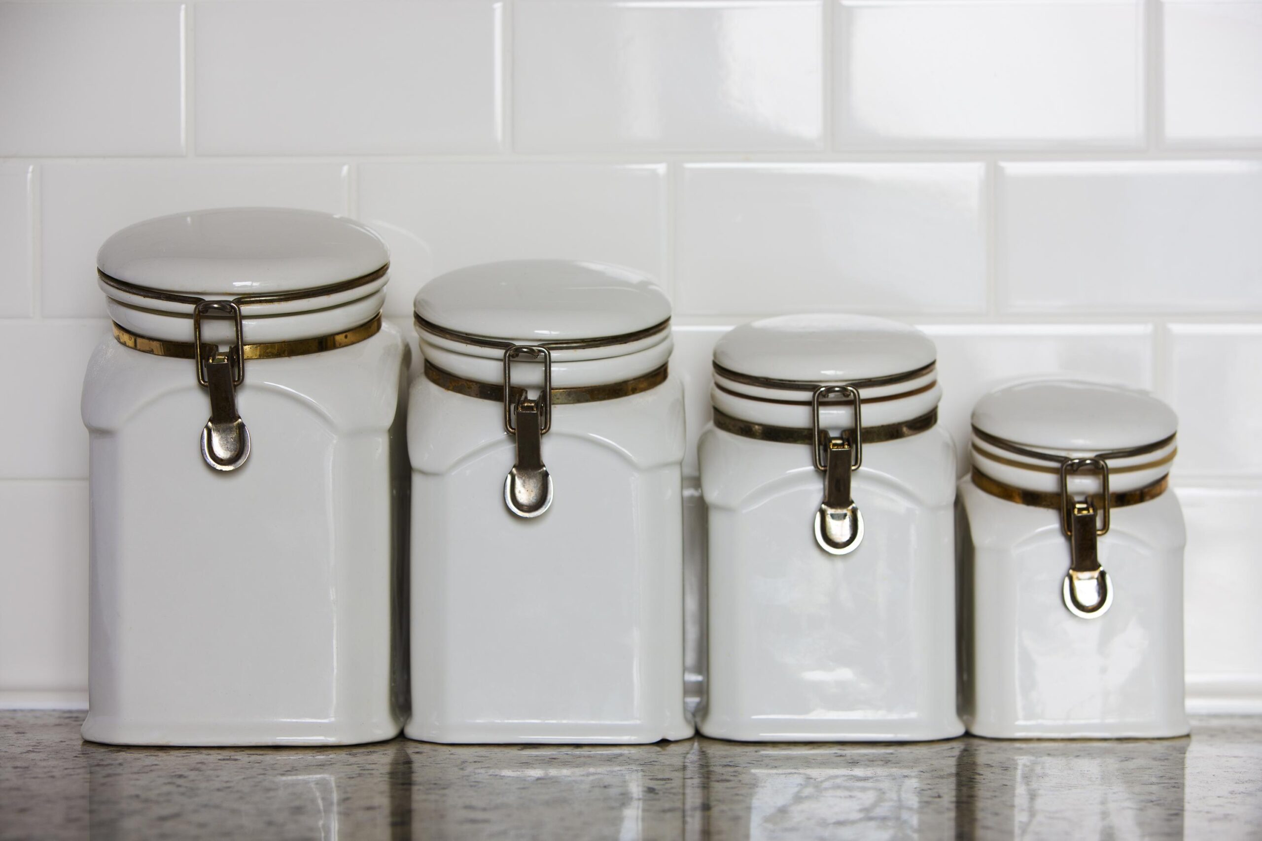 Jars on kitchen counter.
